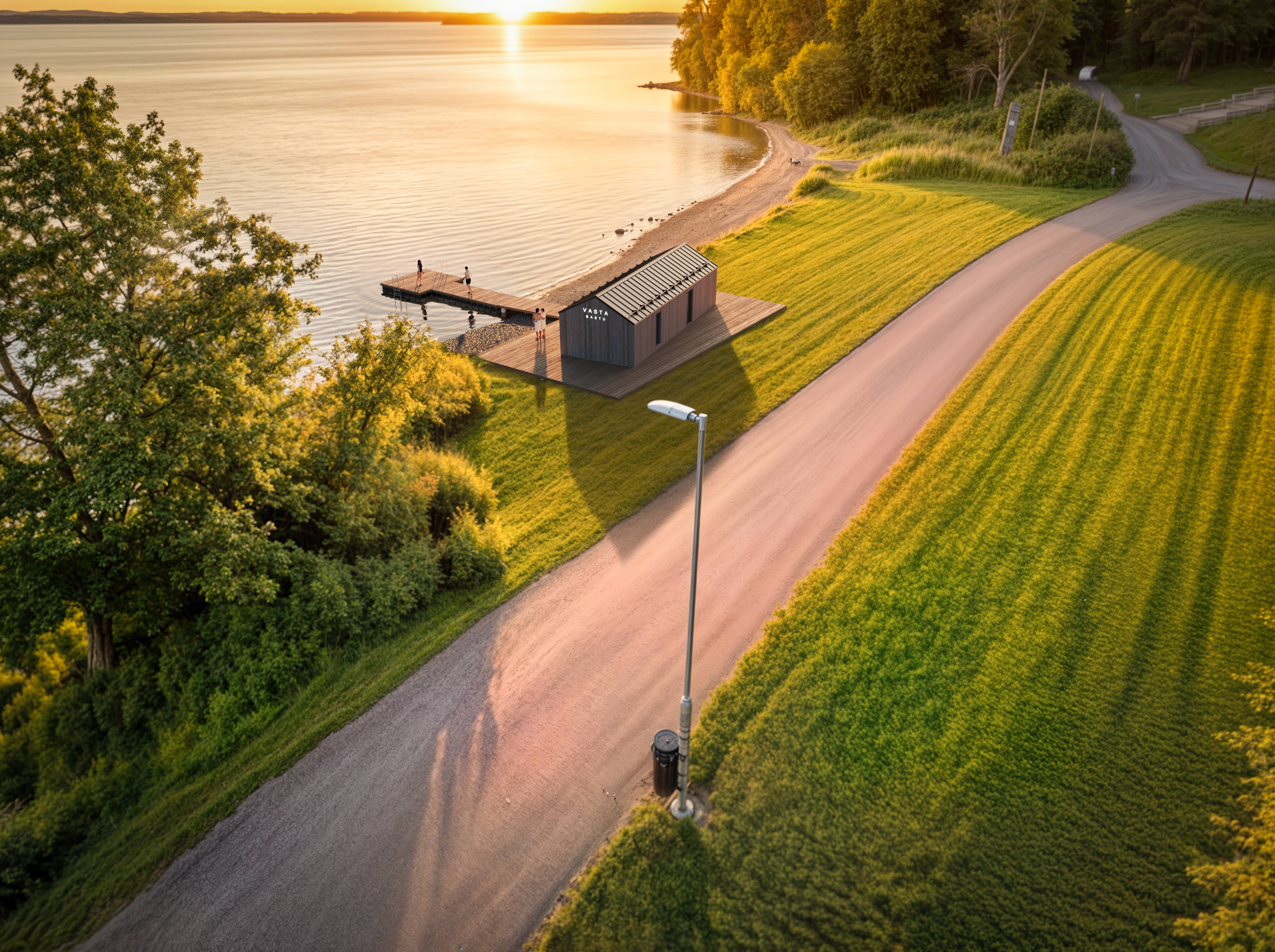 Vy från luften vid solnedgång