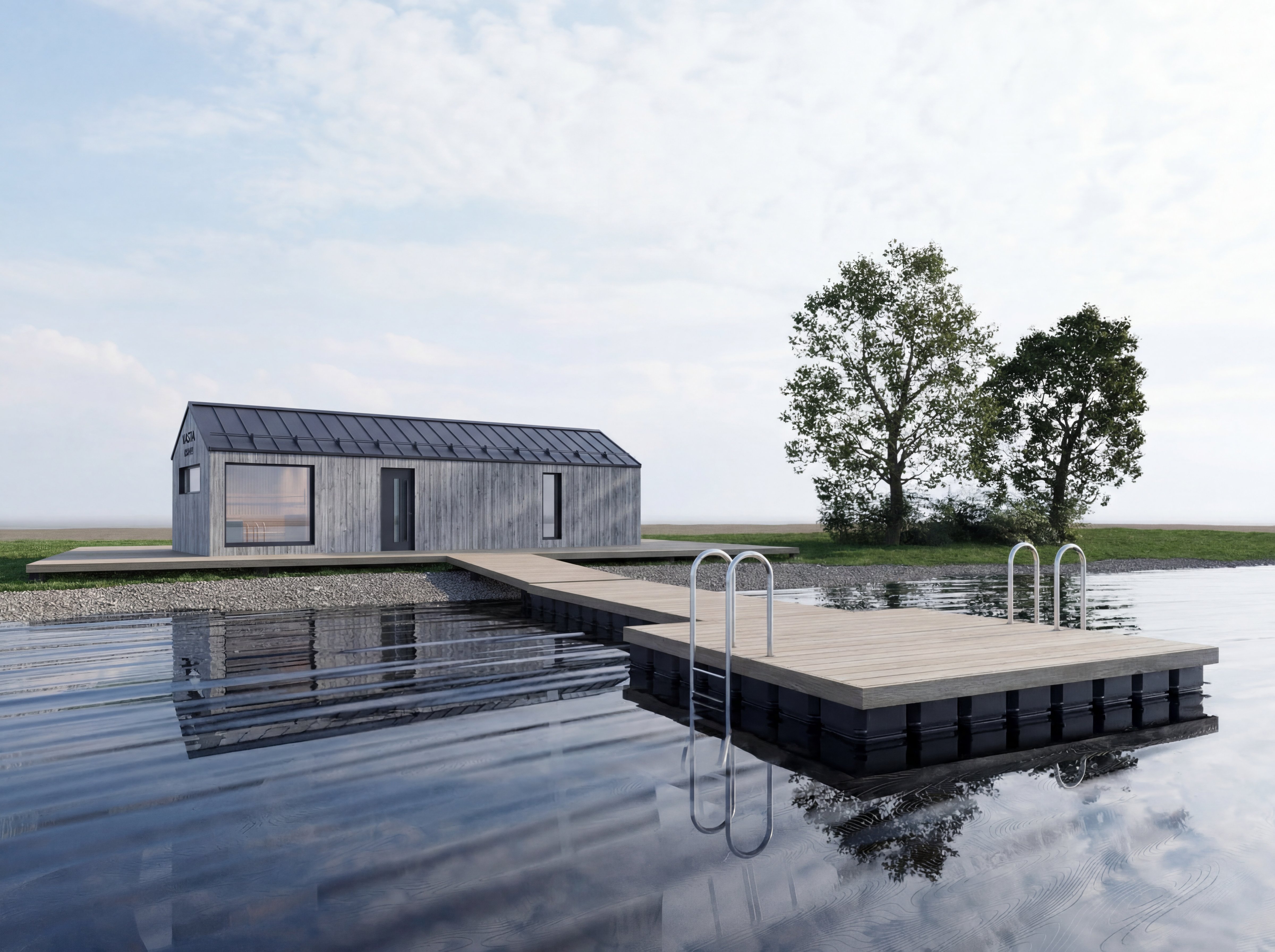 Bryggan speglad i vattnet